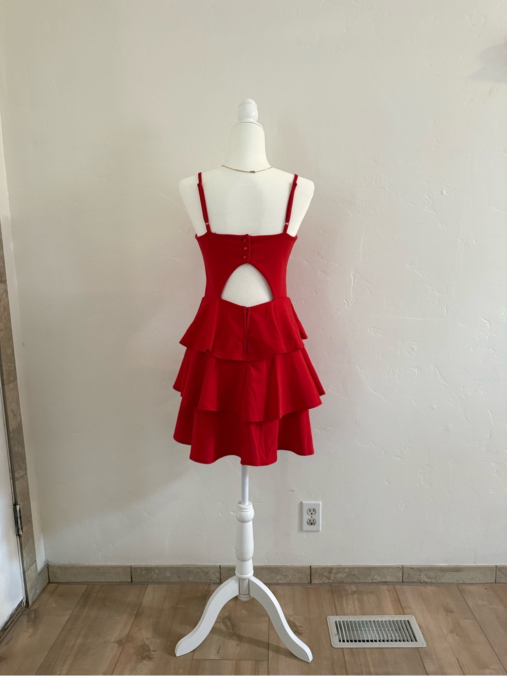 Francesca's Collections Red Tiered Ruffle Mini Dress - Picture 2 of 2